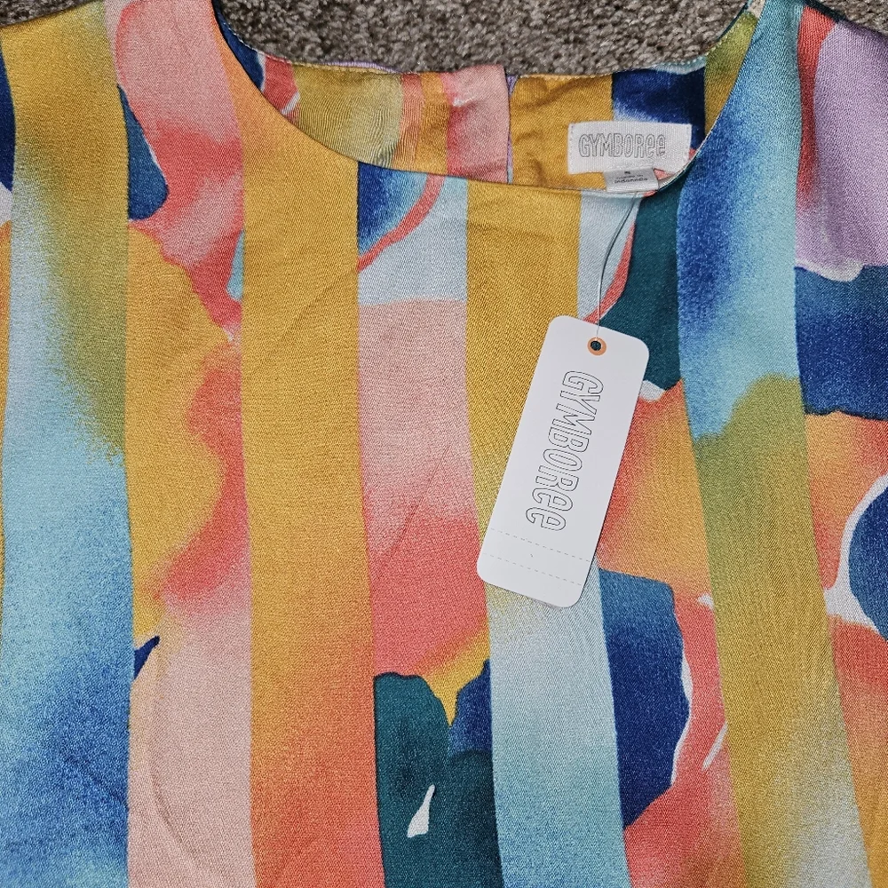 NWT Gymboree 100% Rayon Multi-Colored Watercolor Flutter Sleeve Dress Size 5